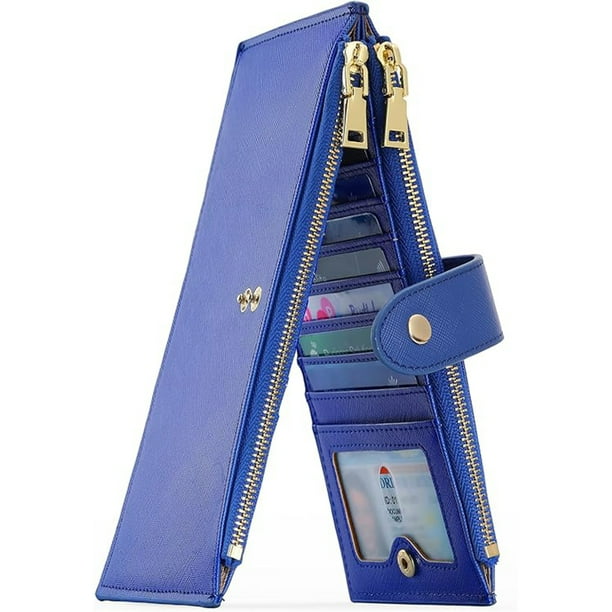 Billetera femenina con cerradura rfid, bolsillo con 2 cremalleras, diseño de múltiples tarjetas, selección de materiales de alta calidad