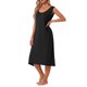 thumbnail image 4 of INSPIRE CHIC Vestido largo de dormir de algodón para mujer con bolsillos, suave, sin mangas, cuello redondo, camisón, ropa de estar, M Negro, 4 of 6