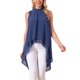 thumbnail image 1 of INSPIRE CHIC Blusas de Mujer de Gasa Cuello Simulado Sin Mangas Lazo en la Espalda Dobladillo Alto Bajo Camisa de Verano Azul Oscuro M, 1 of 6