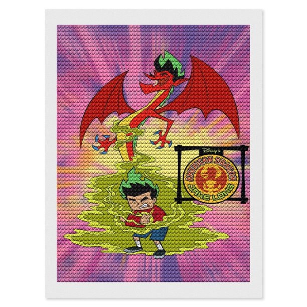 Jake Long: El Dragón Occidental Kits de Pintura de Diamantes para Adultos 5D DIY Diamond Art Kits Full Drill Diamond Dots para Regalo Decoración de Pared y Relajación Artes de Gemas 30*40cm