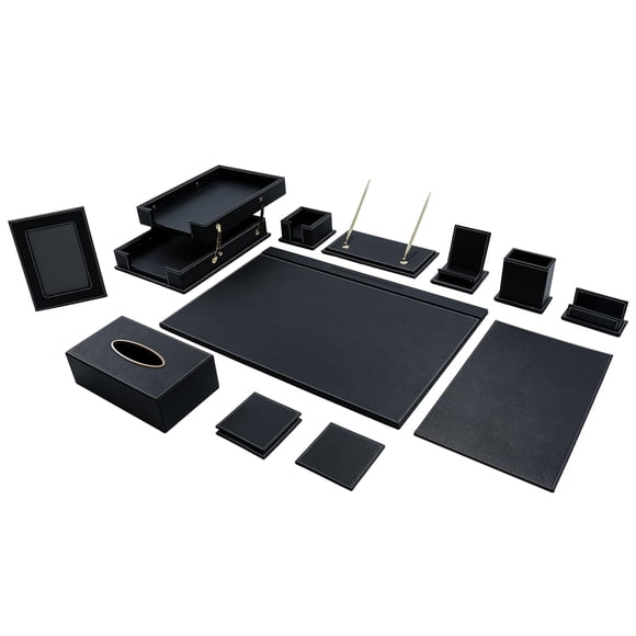 Set de Escritorio de Cuero RitPin 13 Piezas – Negro