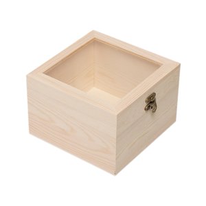 Magideal - Caja De Almacenamiento De Madera, Caja De Flores, Organizador Rústico, Caja De Dulces, Caja De Madera, Caja De Recuerdo Para Boda, Joyería, Regalo Par Tapa De Cristal 18X18X12Cm