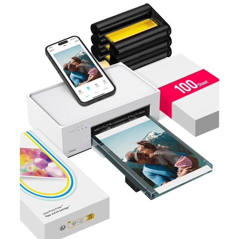 Impresora Fotográfica Liene De 4 X 6 Pulgadas Con 100 Hojas Y 3 Cartuchos