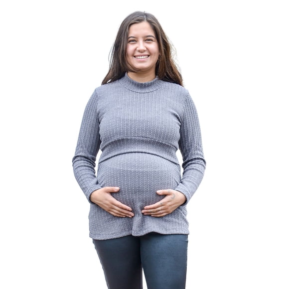 Polera Maternal y Lactancia Rosa Grisaceo M