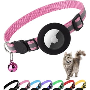 Collar Para Gatos Dgerp Airtag Breakaway Reflective Con Campana Rosa
