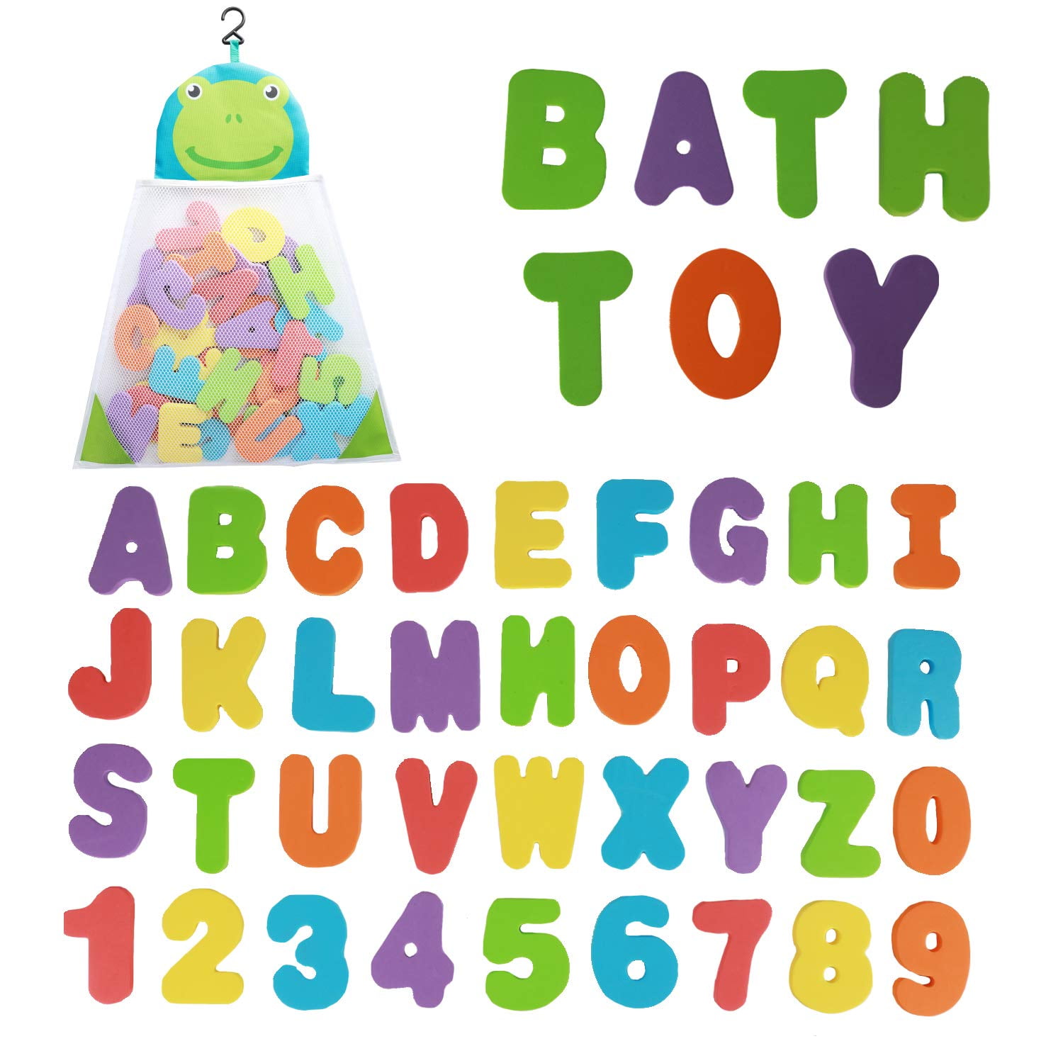 Organizador De Juguetes De Baño Funsland Con 36 Letras Abc 123 De Espuma Blanda