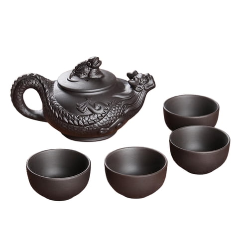 Bothyi - Juego De Té De Kung Fu Portátil Resistente Al Calor Para El Hogar Para El Salón De Té Del Hotel Al Aire Libre Negro