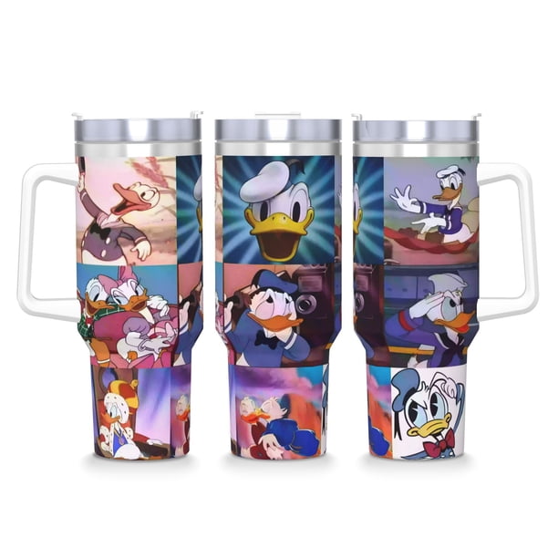 Pato Donald: Marinero Vaso aislado de acero inoxidable con asa, diseño temático, regalo para familia, amigos y fans; incluye pajita y encaja en el portavasos estándar, 40 oz