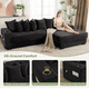 thumbnail image 2 of [NEW ARRIVED] [VIDEO PROVIDED] 110.75" Modular L Shaped Sofa, Corduroy Fabric Sectional Couch,With a movable footstool, Cup Holders,Bring 8 throw pillows,Side Pocket,Unfold into a Bed,Black, 2 of 3