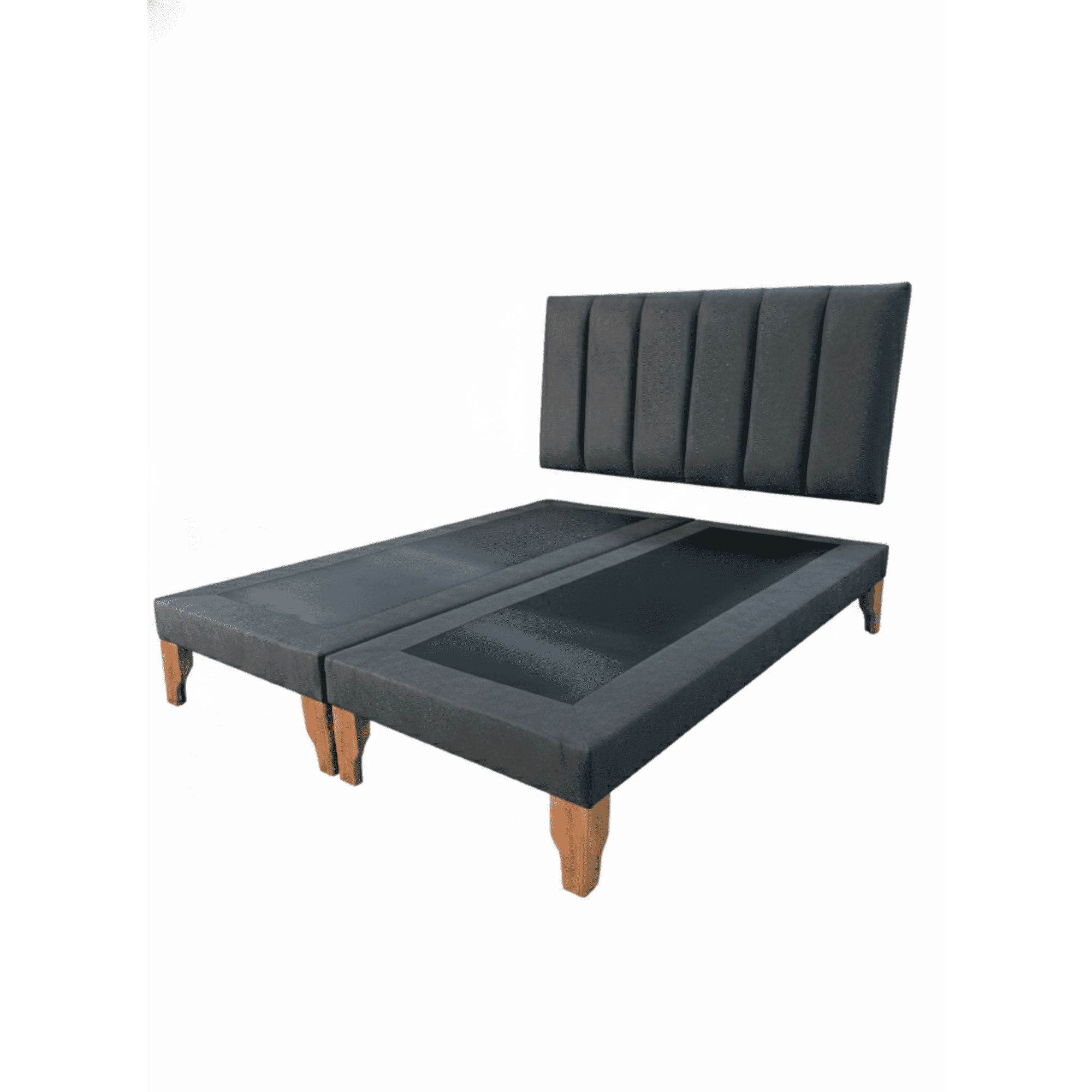Muebles New - Cama Super King Lineal Gris Oscuro Felpa