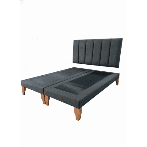 Muebles New - Cama Super King Lineal Gris Oscuro Felpa