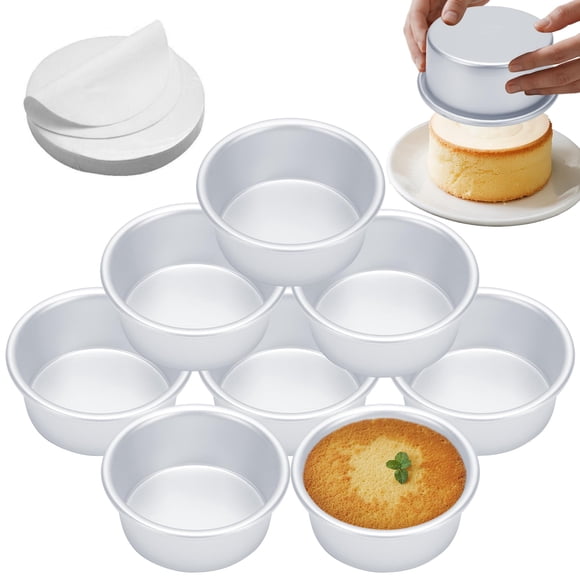 Molde para pastel AWTBDP paquete de 8 unidades 11 cm de aluminio con papel pergamino