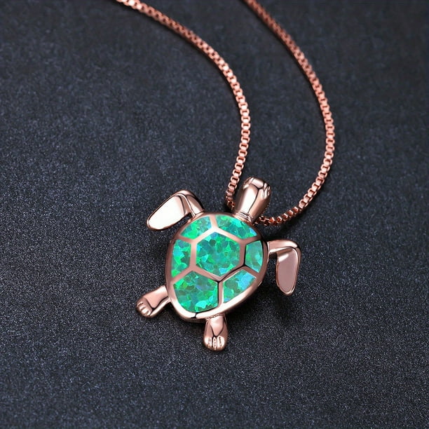 Gorgeous Bohemian Fire Opal Necklace - Silver Color, Blue, White & Green Tortoise Pendants