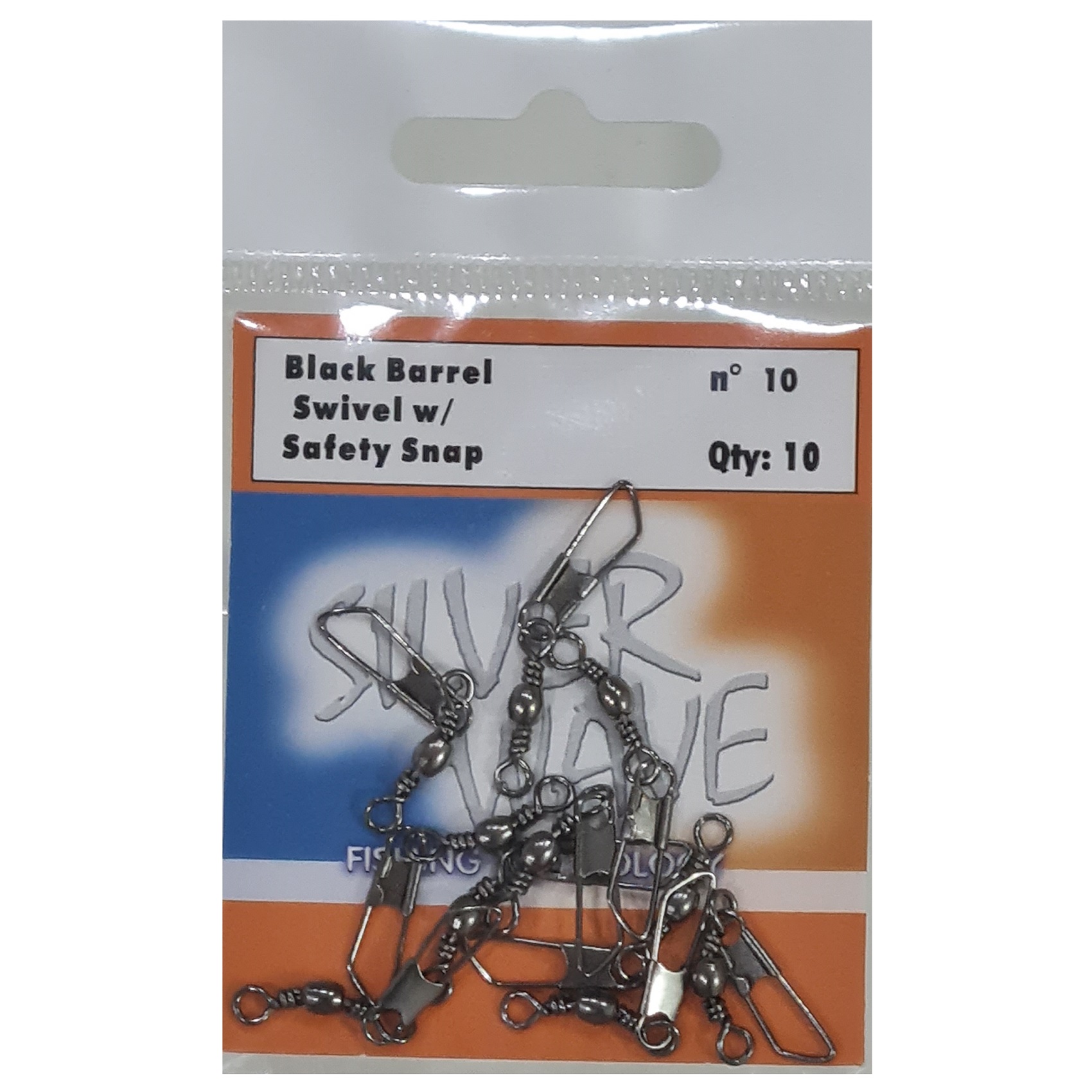 Silver Wave - Destorcedor Con Snap Para Pesca Negro #10 Sobre Con 10Unid