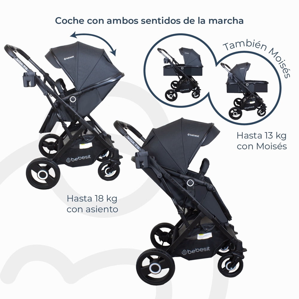 Coche Cuna Paseo Vox Negro, foto 7