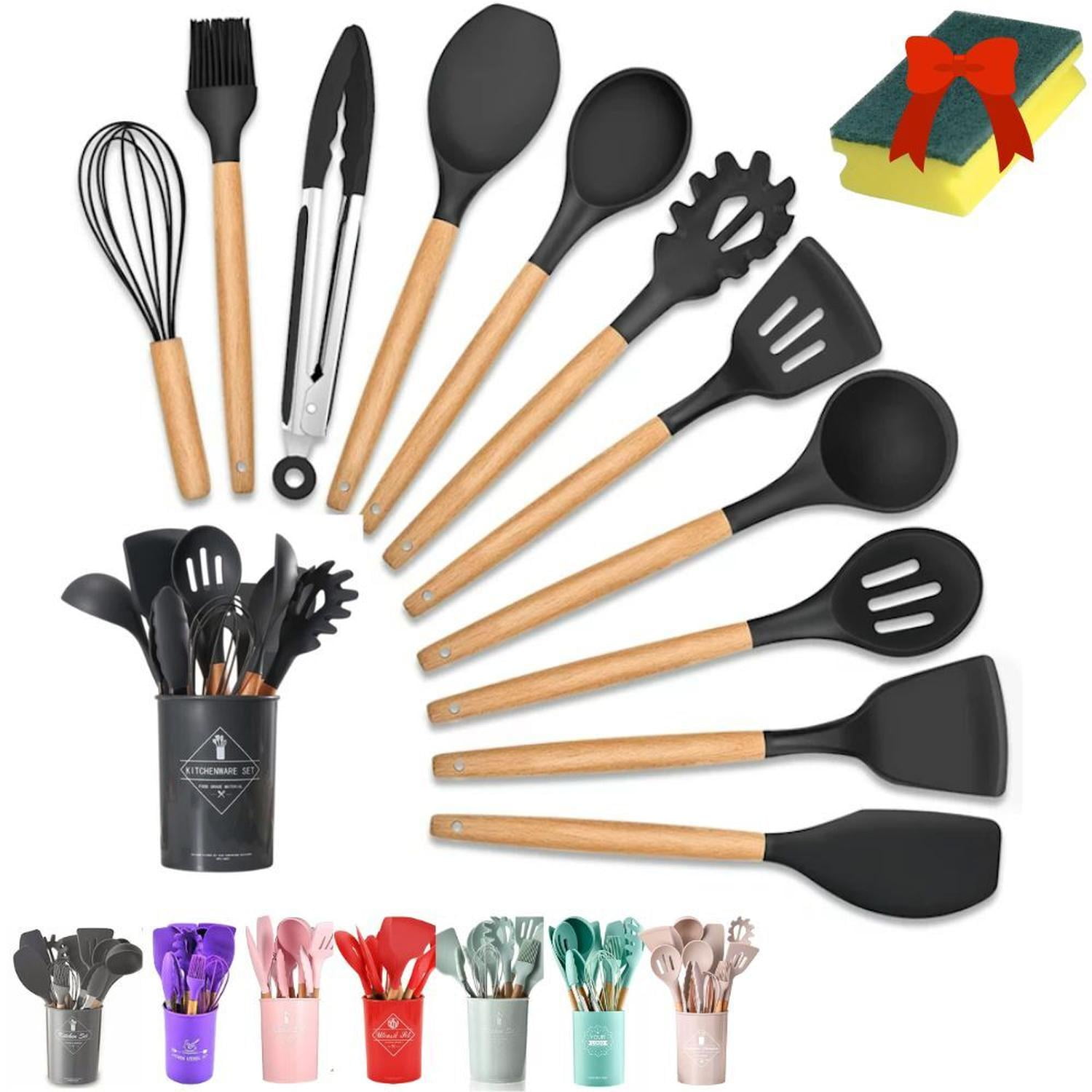 Genérico - 12 Piezas De Palas Y Espátulas Utensilios Okaeri Reposterías Negro