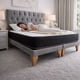 thumbnail image 3 of Cama europea Kumara 2 plazas con colchón y respaldo capitoné gris en felpa 150x190 cm, 3 of 5