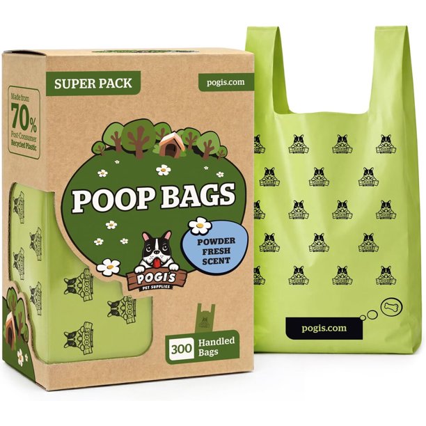 Pogis bolsas grandes para excrementos de perro con asas, aroma fresco, extragruesas
