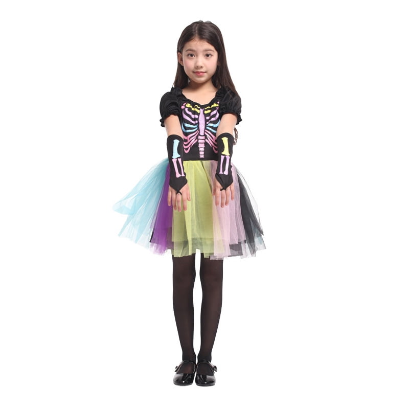 Sm - Disfraz Cosplay Esqueleto Arcoiris Niña