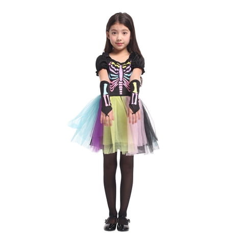 Sm - Disfraz Cosplay Esqueleto Arcoiris Niña