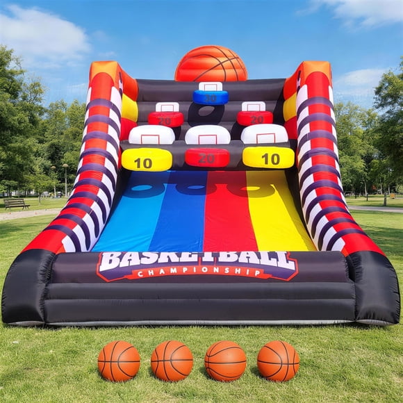 Juego inflable de tiro de básquetbol OZIS con 4 pelotas y soplador