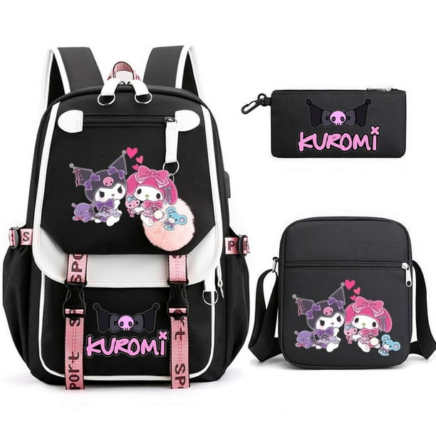 3pcs Kuromi Backpacks Patchwork Capacity Women Men Travel Mochilas With Shoulder Bags Ins Laptop Teens School Bags