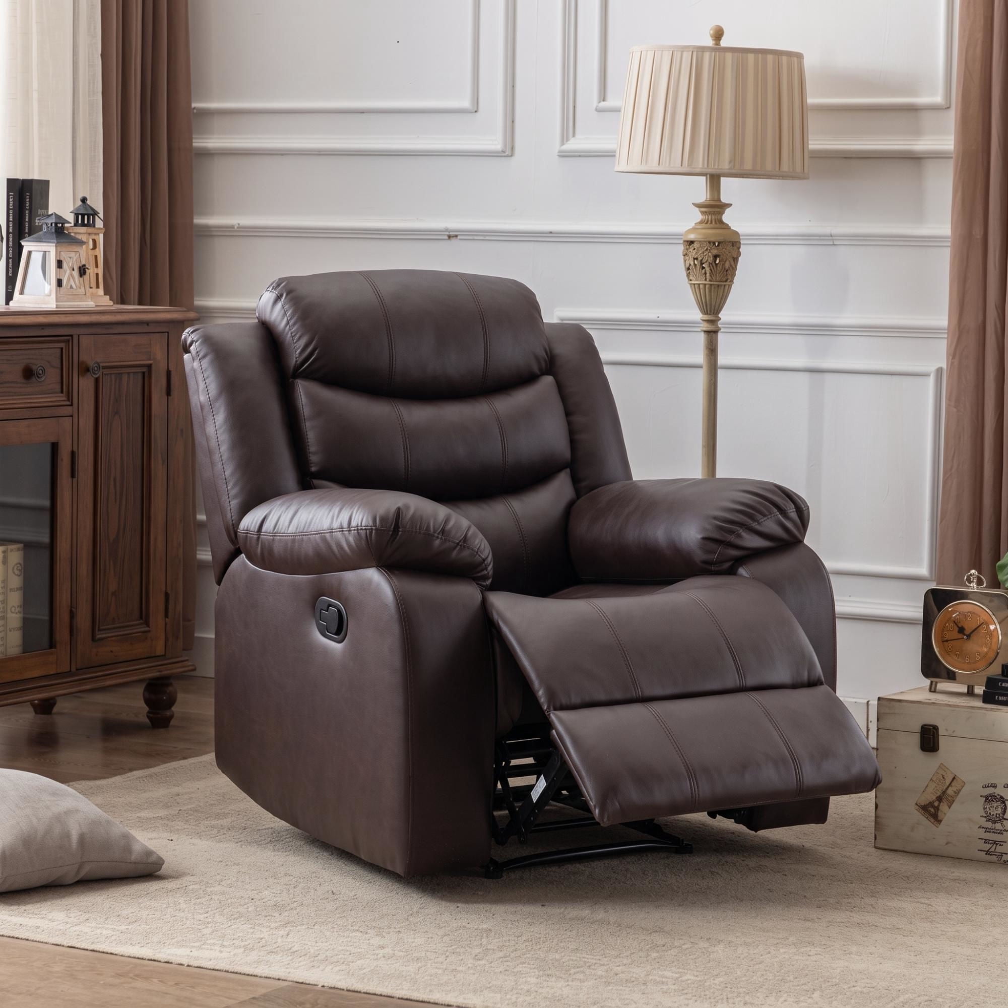 Bergere Reclinable PU Marrón 93x93x101 Cm
