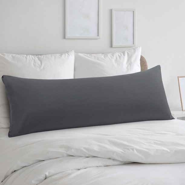 Funda de Almohada Corporal PiccoCasa de Microfibra Cepillada, Gris Jumbo