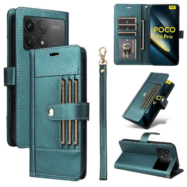 FOXDOCK Funda tipo Cartera para Xiaomi POCO F6 Pro 5G – Cubierta de Cuero PU con Múltiples Ranuras, Bolsillo para Efectivo y Correa de Muñeca