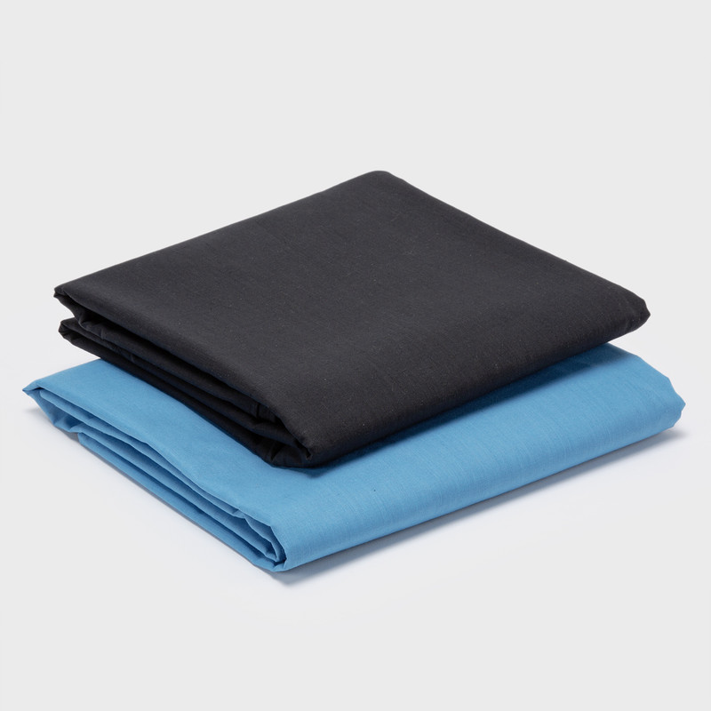 Arthome - Pack 2 Sábanas Celeste + Negro 1 Plaza