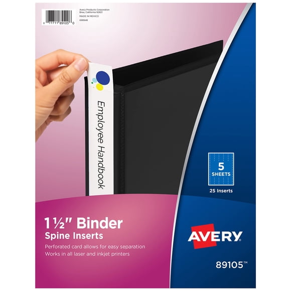 Binder Spine Inserts Avery para carpetas de anillas de 1.5 pulgadas x25