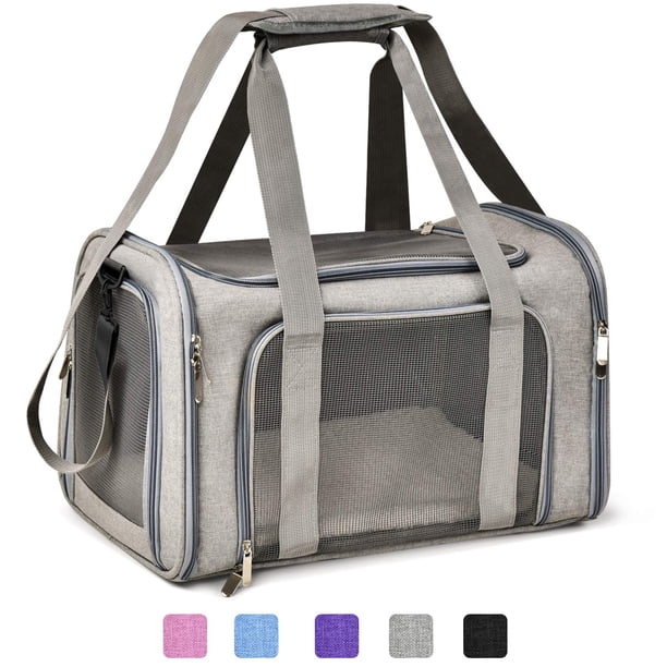 Transportín para mascotas Henkelion, tamaño grande, para perros y gatos de hasta 11 kg, color gris