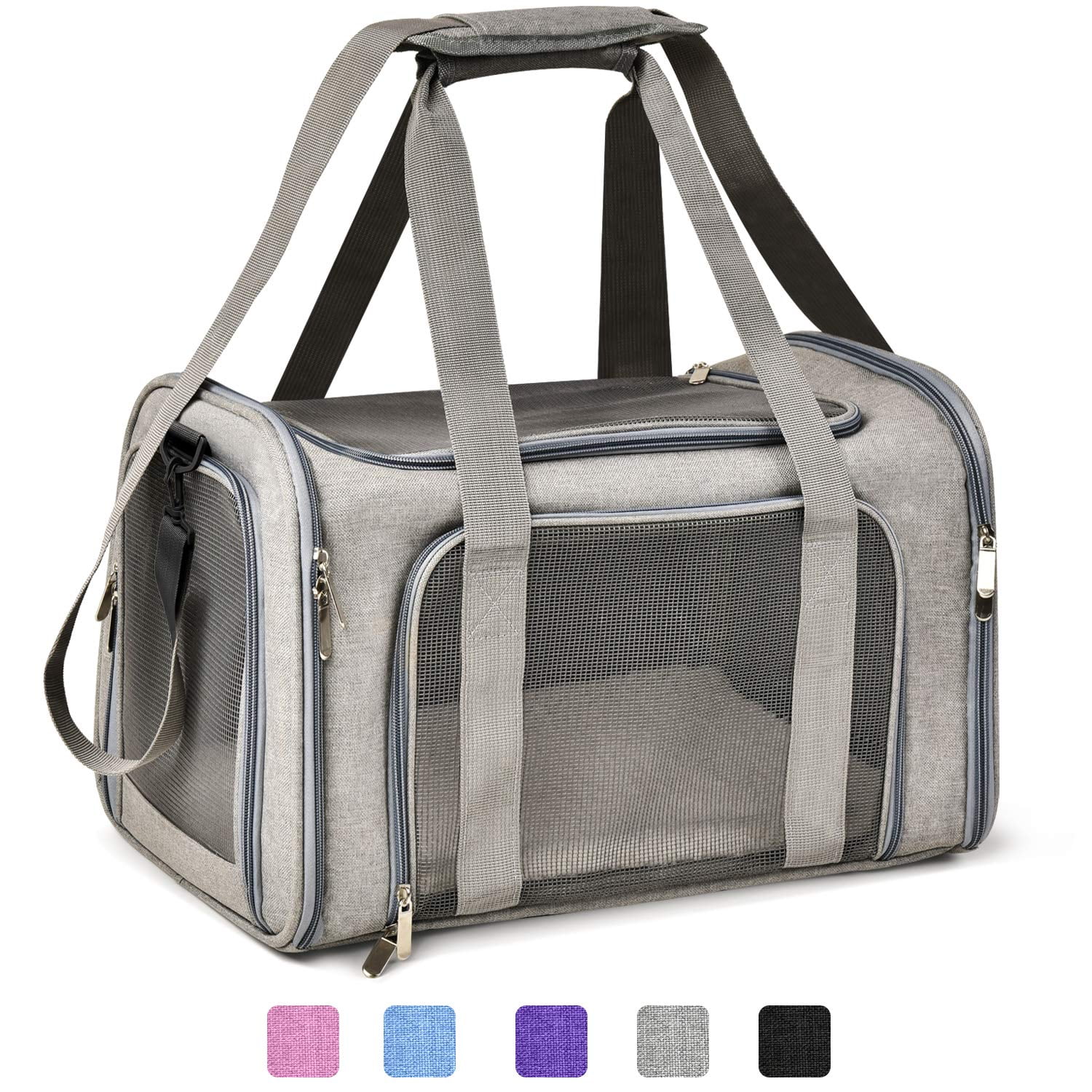 Transportín Para Mascotas Henkelion, Tamaño Grande, Para Perros Y Gatos De Hasta 11 Kg, Color Gris