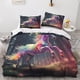 thumbnail image 2 of Juego de ropa de cama con estampado digital 3D de caballo arcoíris con funda de almohada y funda nórdica de microfibra suave de 3 piezas. Funda nórdica con cremallera y diseño de criatura fa, 2 of 3