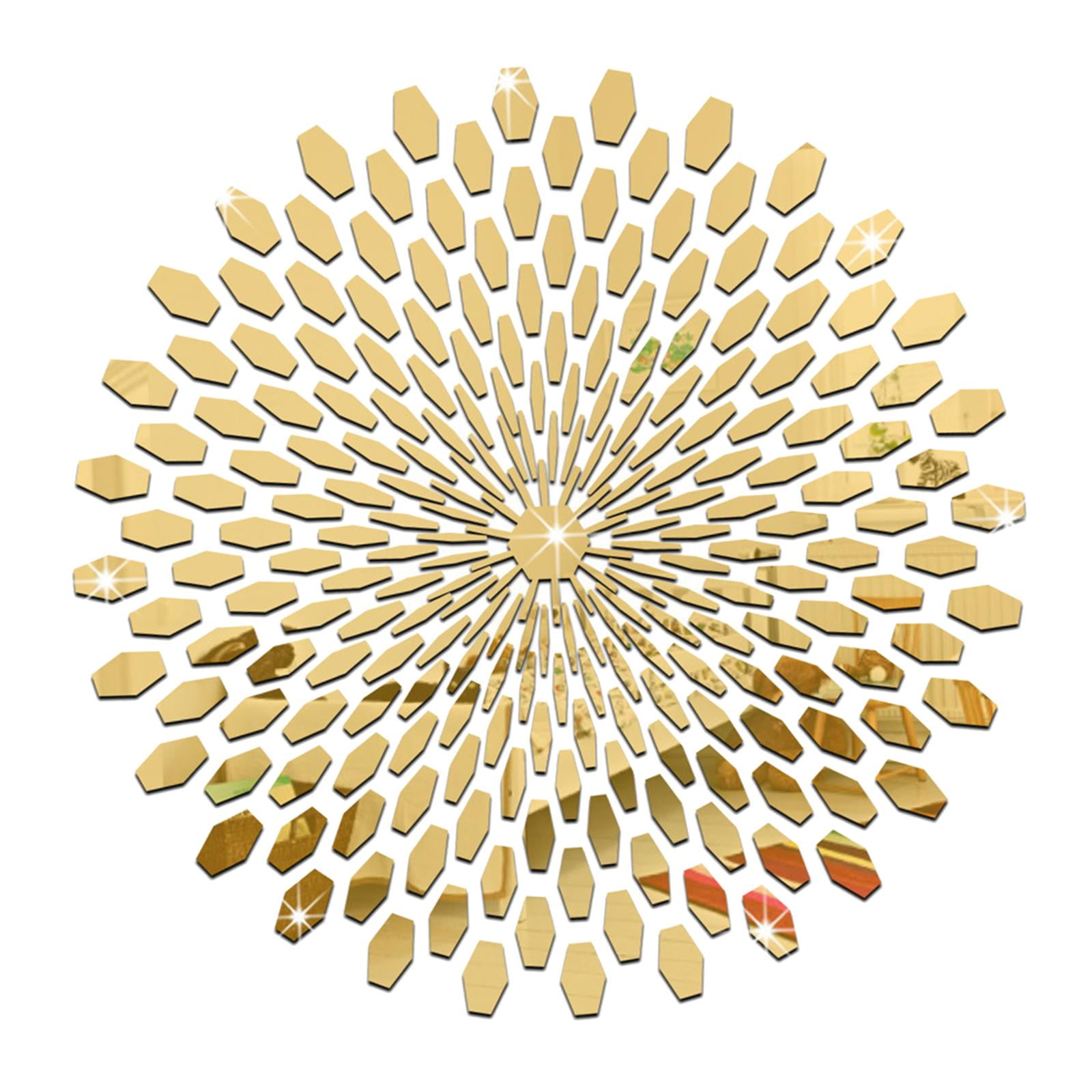 Magideal - Pegatinas De Pared De Espejo 3d, Calcomanía De Mural Artístico, Decoración De Pared Creativa Diy Para Baño, Oficina, Cocina, Tv, Decoración De Fondo Oro