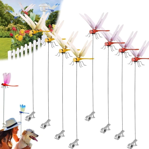 12 clips libélula repelente insectos 3D artificial decoración jardín sombrero