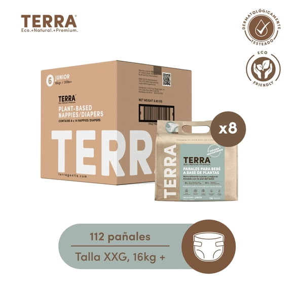 Pañales Biodegradables Terra Caja 8 Paquetes Talla XXG 112 uns