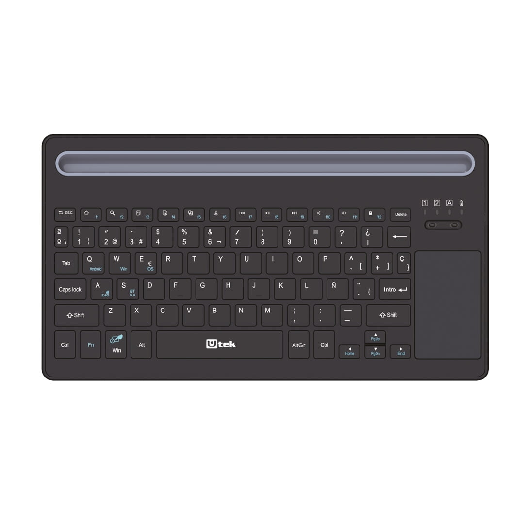 Utek - Teclado Inalámbrico Con Touchpad Bluetooth 5.0 Y 2,4ghz Recargable