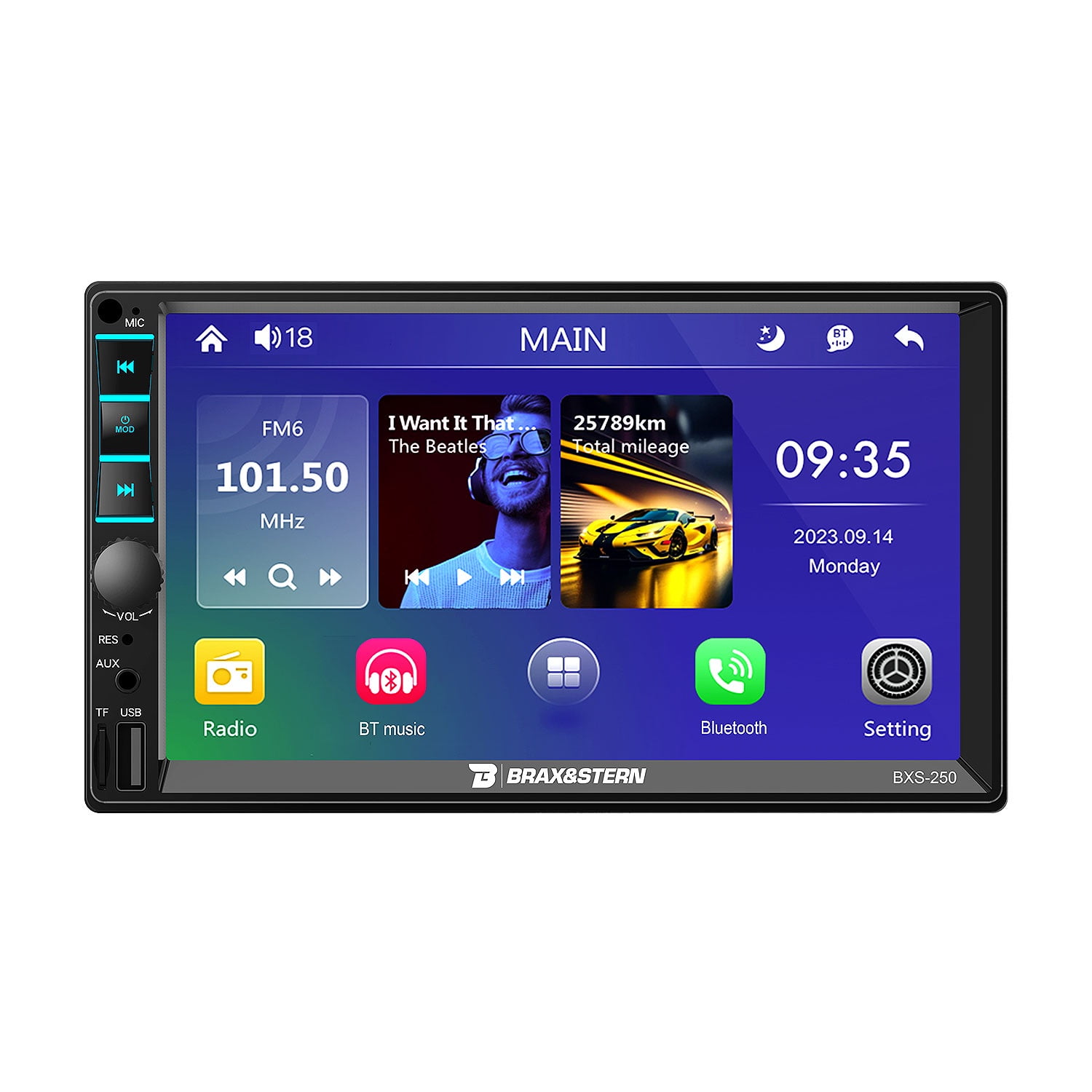 Brax&stern - Radio Auto 2 Din Sistema Mirrorlink Touch Hd De 7'' Bxs-250 Negro