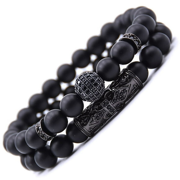 Pulsera HESHPAWS 8mm Black Matte Onyx Piedra Natural
