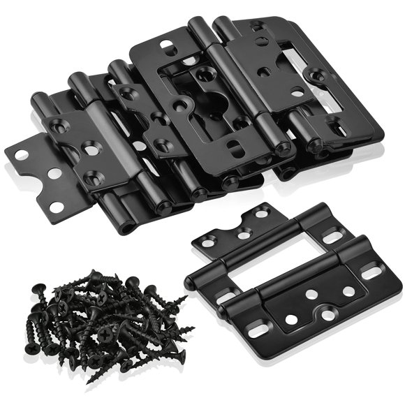 Bisagras para puerta de armario Worldity, no mortaja, 10 unidades, 7,6 x 3,5 cm, color negro