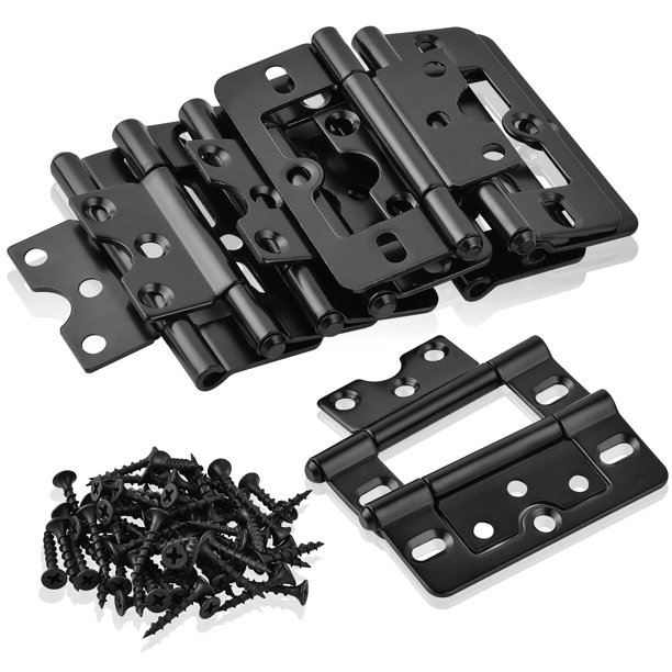 Bisagras para puerta de armario Worldity, no mortaja, 10 unidades, 7,6 x 3,5 cm, color negro