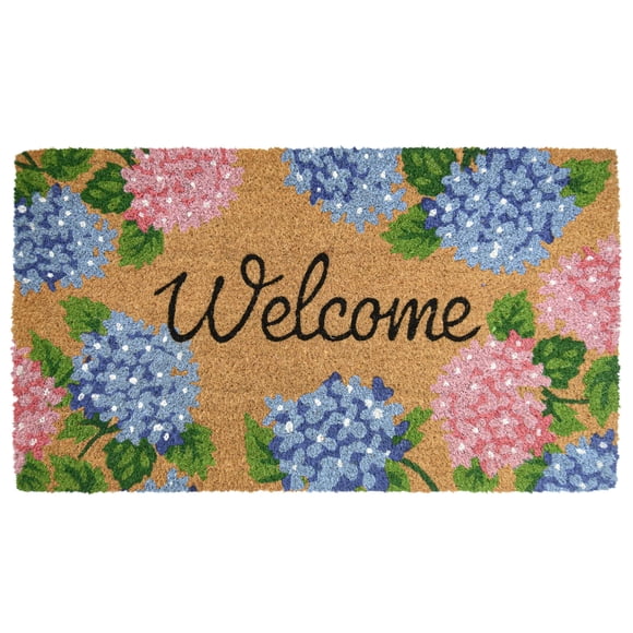 Felpudo MAINEVENT 46 × 26 cm Hortensia Floral de Fibra de Coco