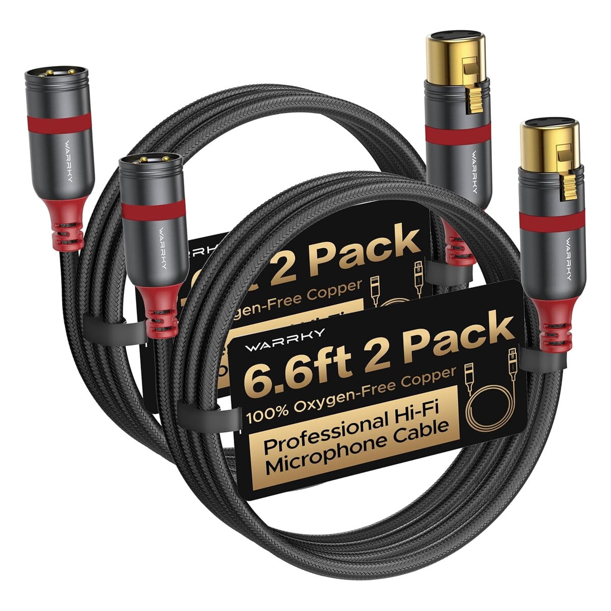 Cable Xlr Warrky 2 Pack 2m Ofc Blindado Oro Pro Audio
