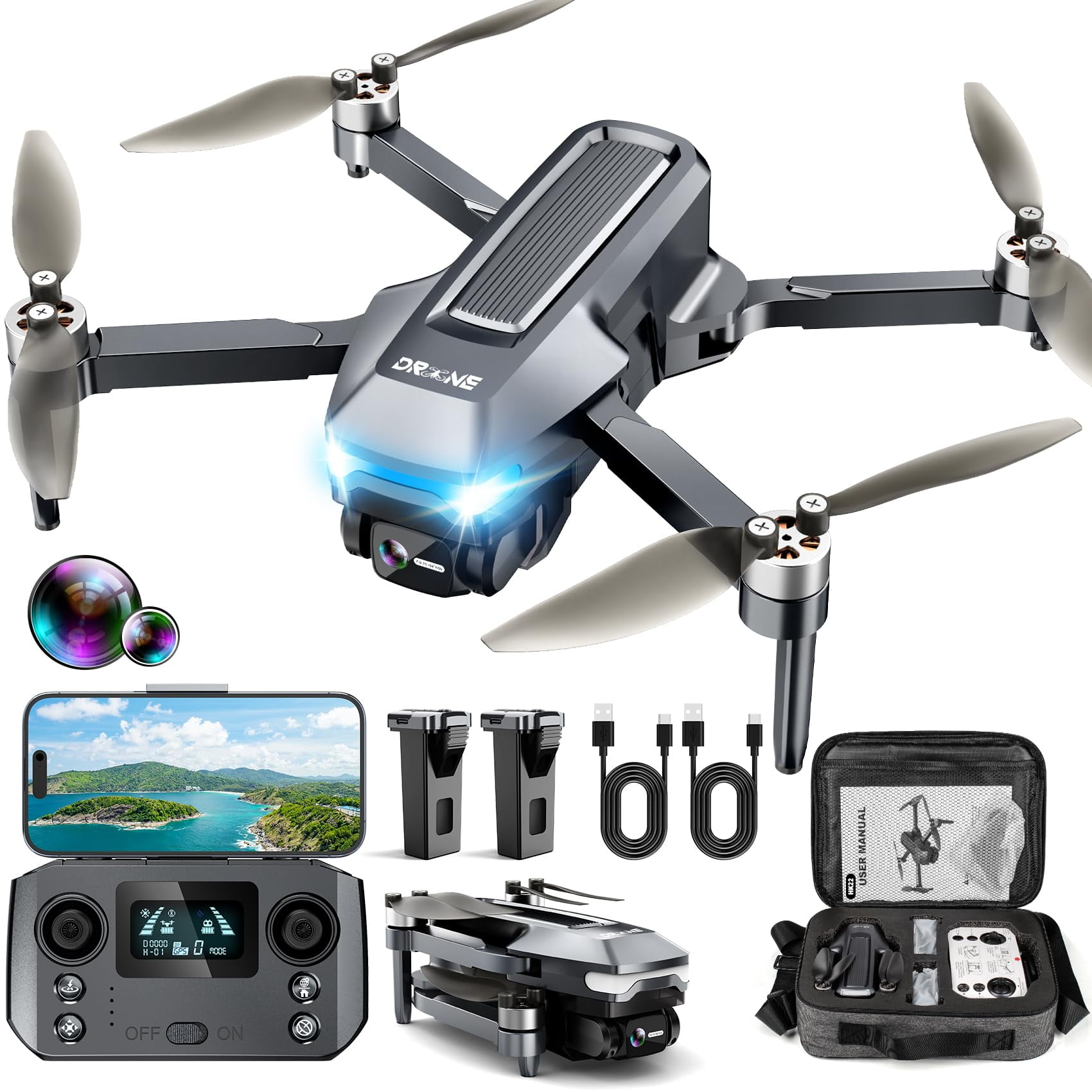 Dron Gps Scrubuz Hk22 Con Cámara 4k, Fpv, 249 G, 46 Minutos, 2 Bat