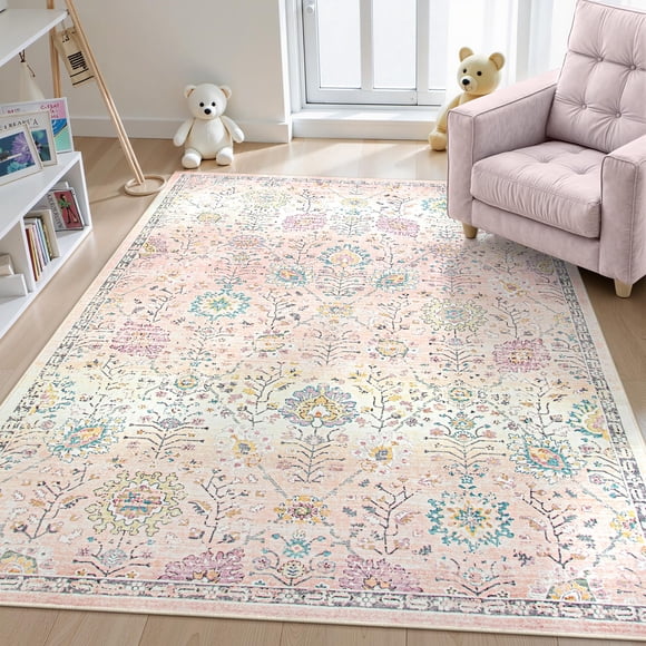 Alfombra Lahome Pink Boho para guardería 152 x 213 cm