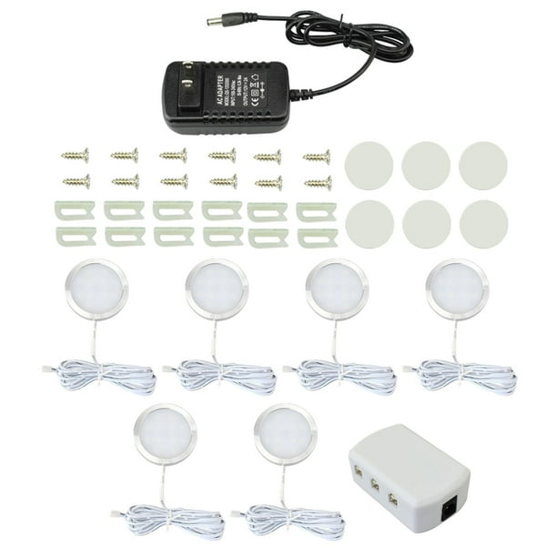 Kit de Iluminación LED Bajo Gabinete con Adaptador US 6 en 1 Blanco Cálido