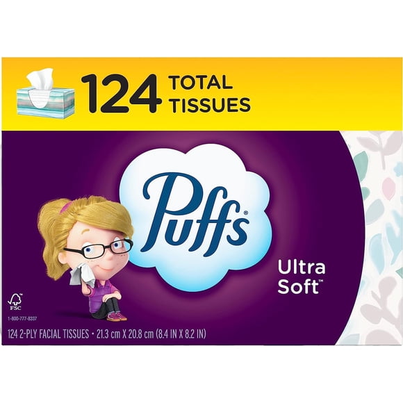 Facial Tissue Puffs Ultra Soft Non-Lotion, 1 caja familiar