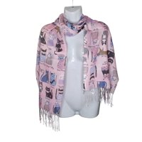 Mh - Bufanda, Pañuelo, Estampado De Gatitos, Primavera/Verano Color Rosado