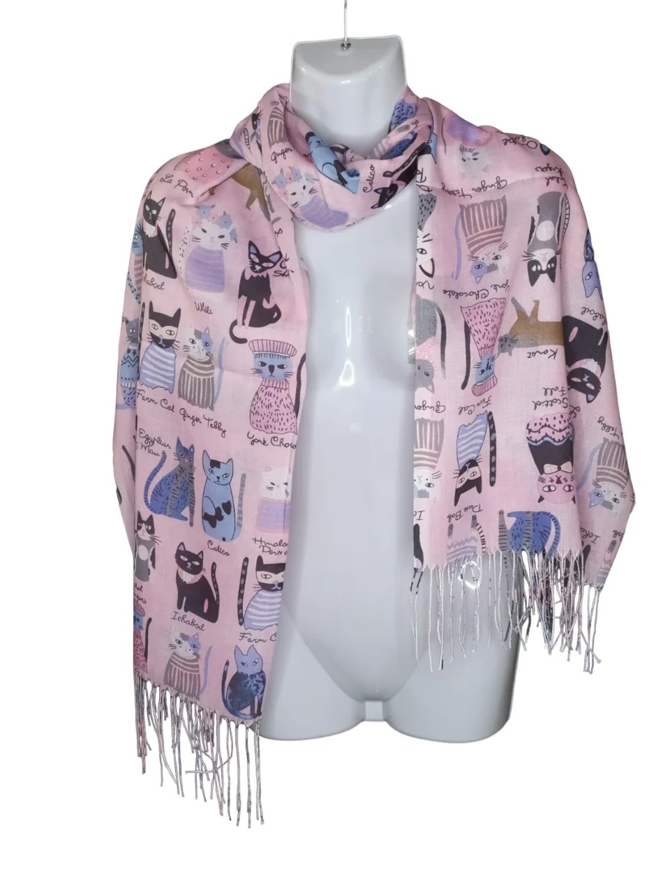 Mh - Bufanda, Pañuelo, Estampado De Gatitos, Primavera/Verano Color Rosado